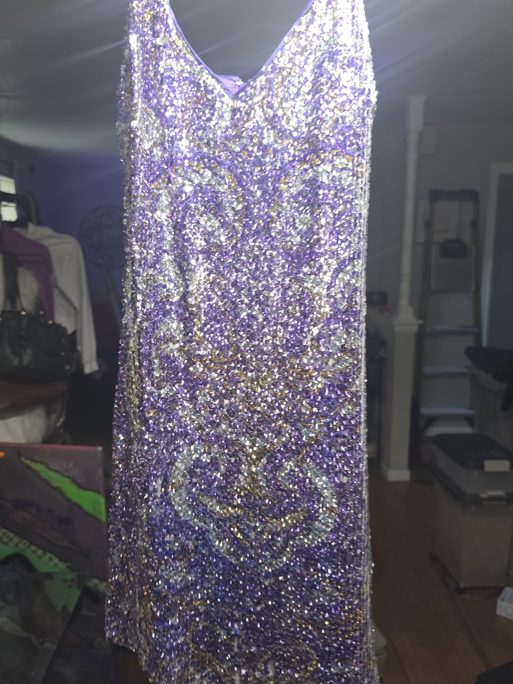 Ramy Brook Purple Sequin Dress with Gold & Silver Accents
